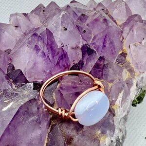 Elegant Copper and Blue Chalcedony Ring